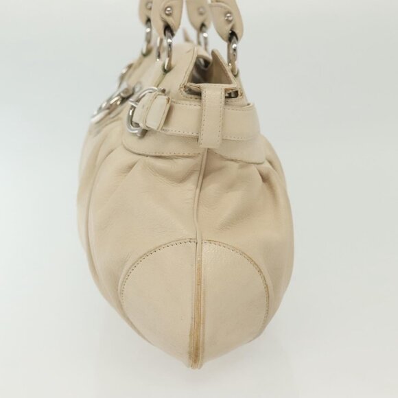 Salvatore Ferragamo Gancini Tote Bag Leather Beige Silver Auth - Picture 4 of 16